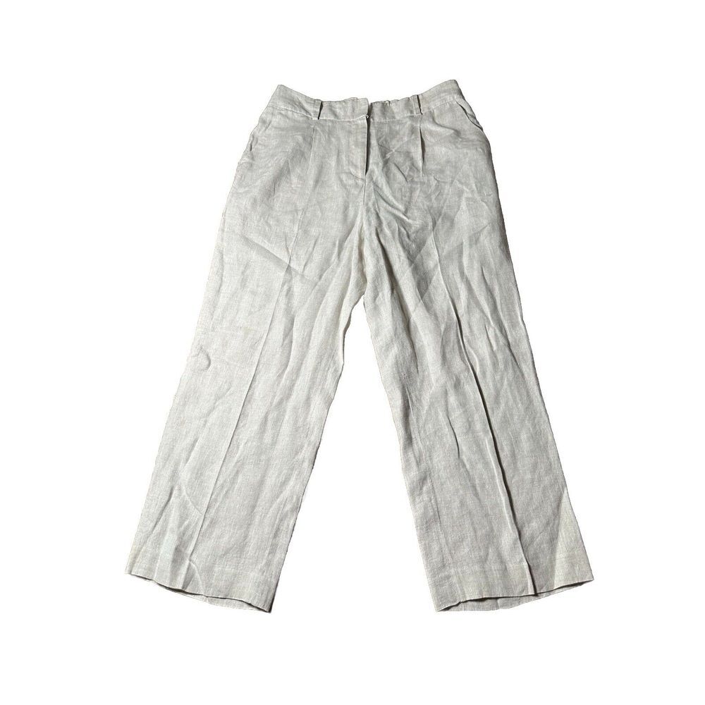 Talbots 100% Linen Bristol‎ Crop Wide Leg Tan Pants